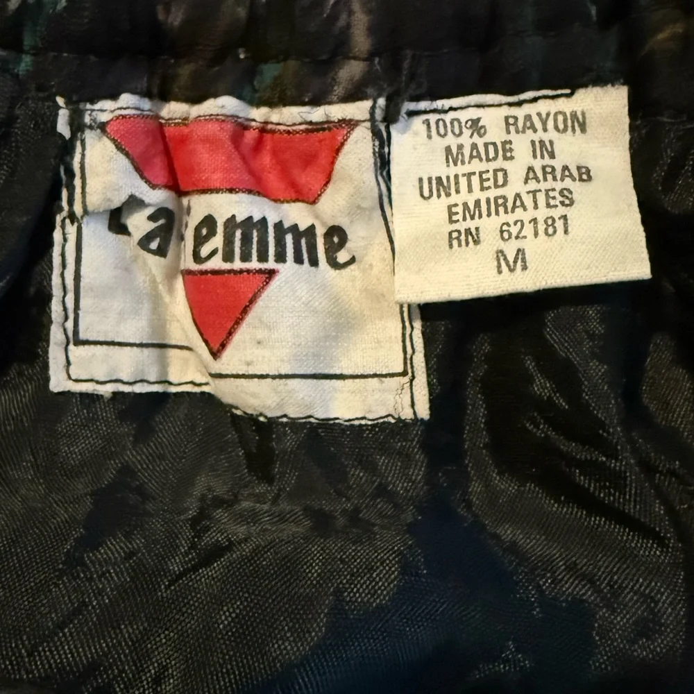 La Femme Paisley Print Black Maxi Skirt vintage jewel tones sz Medium elastic - Picture 6 of 6